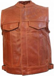 Men's Brown Leather Vest