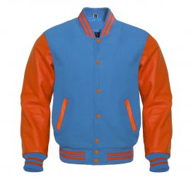 Varsity Jacket Sky Blue Orange