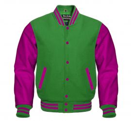 Varsity Jacket Green Hot pink