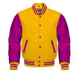 Varsity Jacket Yellow Hot pink