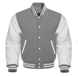 Varsity Jacket Light Grey White
