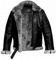 Men's RAF Grey furLeather Jacket