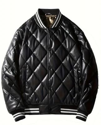 Black White Trim Puffer Jacket