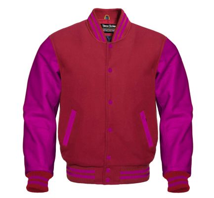 Varsity Jacket Maroon Hot pink