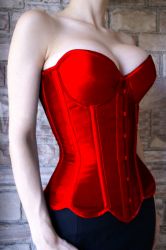 Over Bust Red Satin Corset