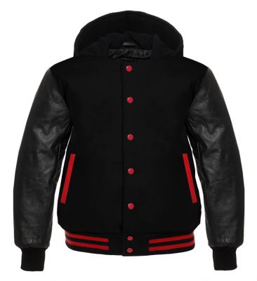 Varsity Hoody black/black red trims