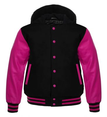 Varsity Hoody black/Hot Pink
